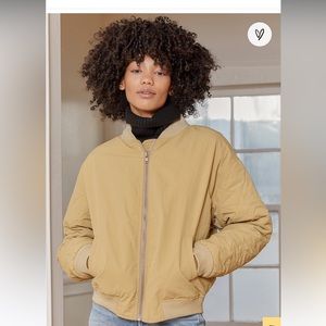 BRANDNEW NEVER-WORN Lulus Always Iconic Beige Bomber Jacket